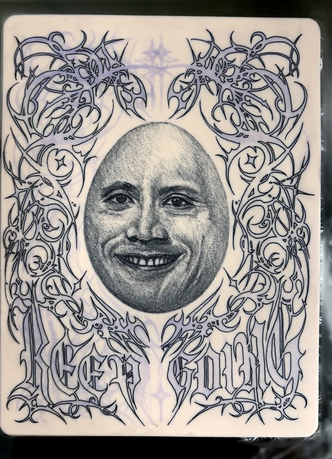 moon face tattoo by Taetyn Panagos