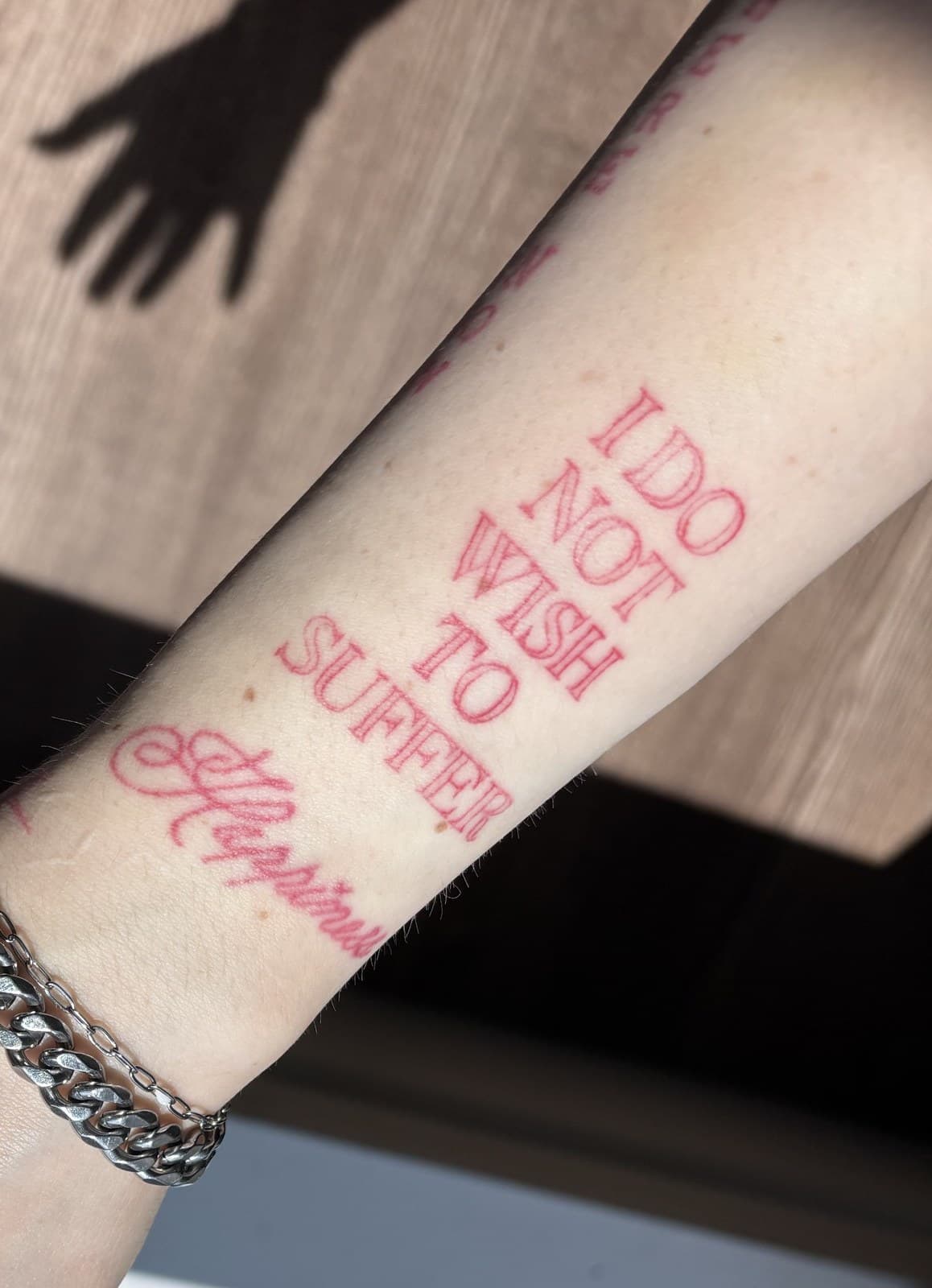 script forearm tattoo by Taetyn Panagos