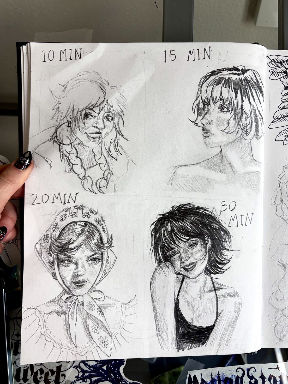 Timed Studies, graphite on paper