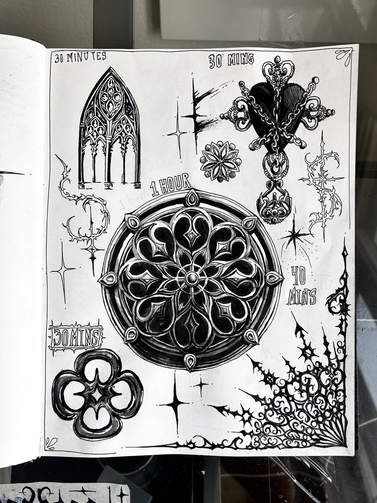 Motif Studies, ink on paper