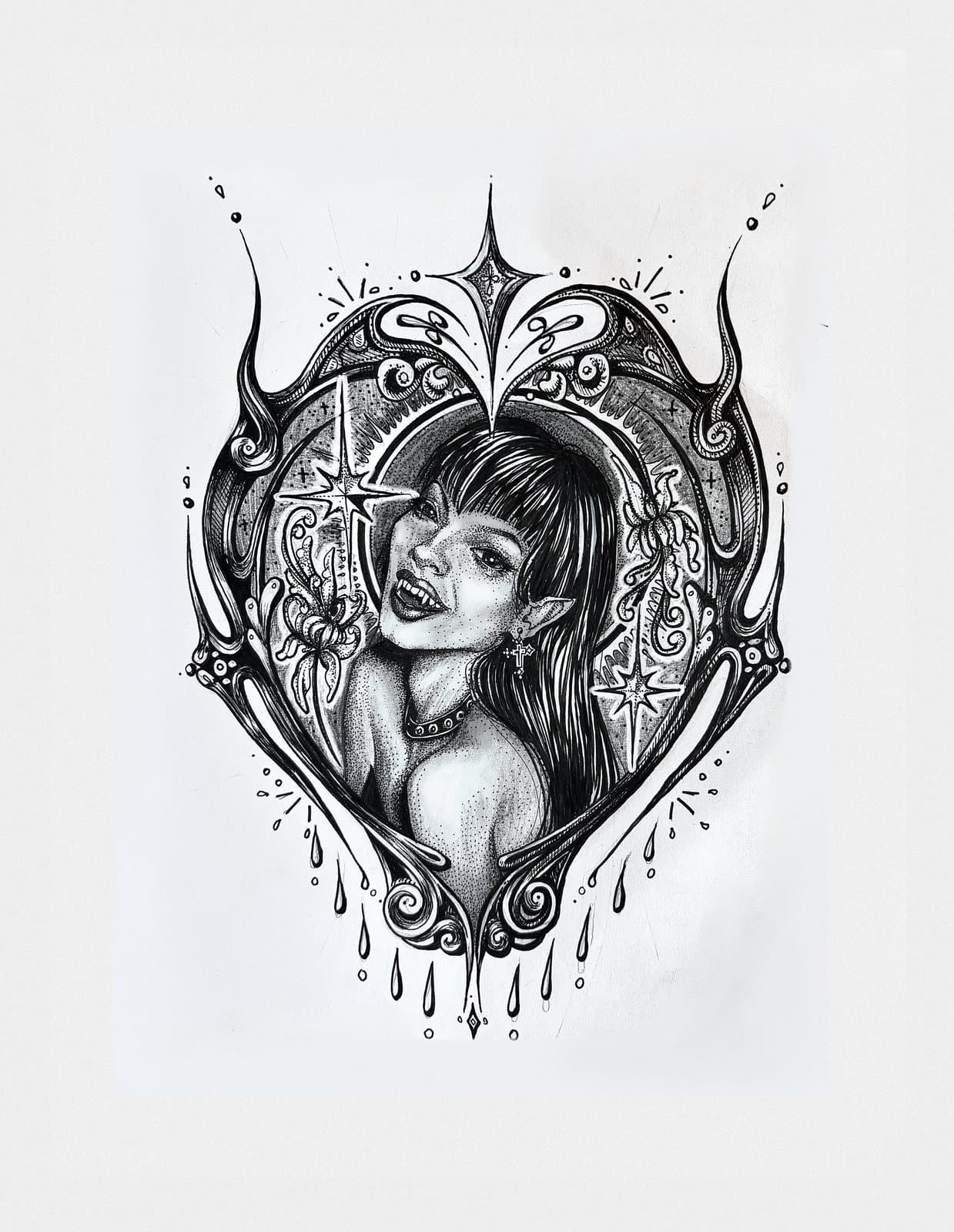 Siren, ink on paper