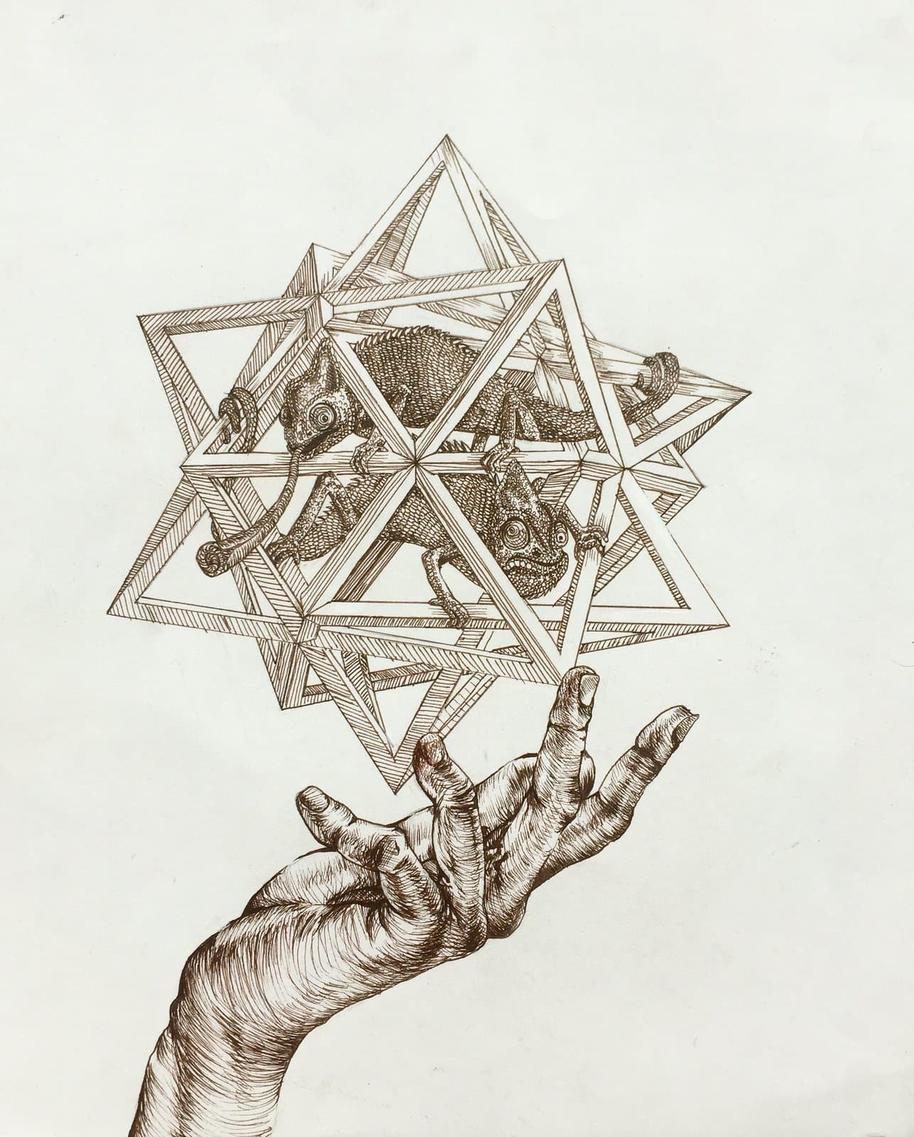 MC Escher Study, ink on paper